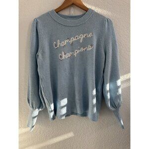 NWT LC Lauren Conrad Womens M Pastel Blue Champagne Champion Sweater Easter Cozy
